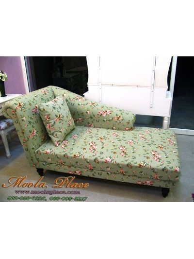 โซฟา Bed (Daybed) สไตล์วินเทจ ผ้าลายดอก ขากลึง พร้อมหมอนอิงเข้าชุด